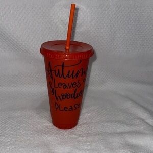 Custom Designed Orange Tumbler with Straw-New Without Tags